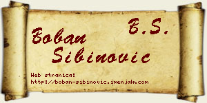 Boban Sibinović vizit kartica